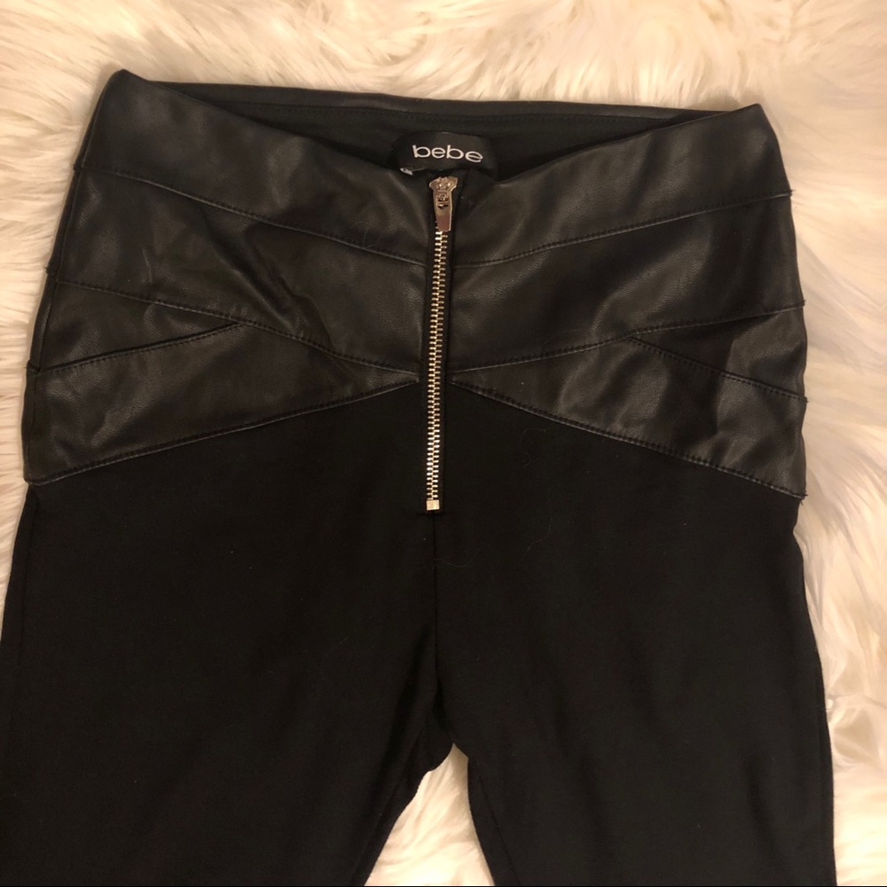 Black faux leather BEBE leggings